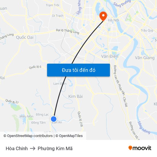 Hòa Chính to Phường Kim Mã map
