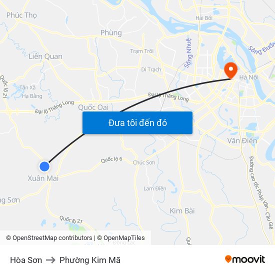 Hòa Sơn to Phường Kim Mã map