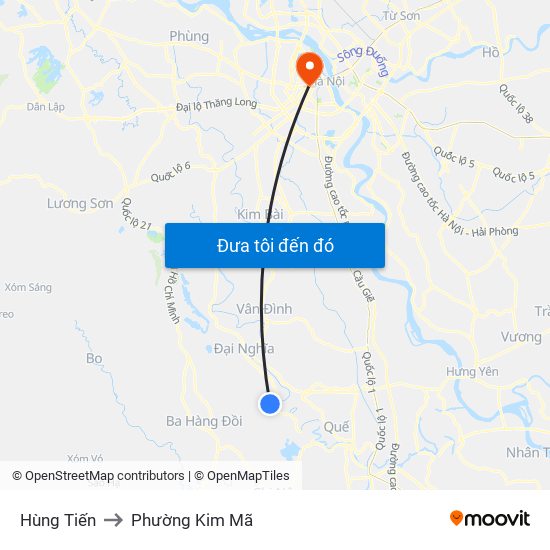 Hùng Tiến to Phường Kim Mã map