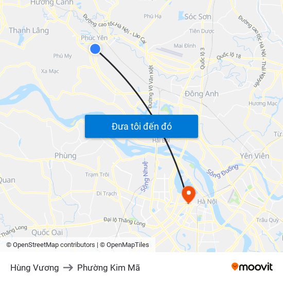 Hùng Vương to Phường Kim Mã map