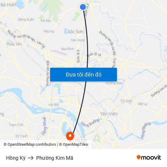 Hồng Kỳ to Phường Kim Mã map