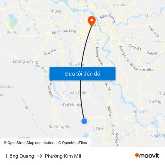 Hồng Quang to Phường Kim Mã map
