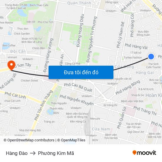 Hàng Đào to Phường Kim Mã map