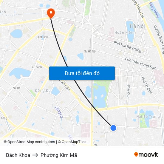 Bách Khoa to Phường Kim Mã map