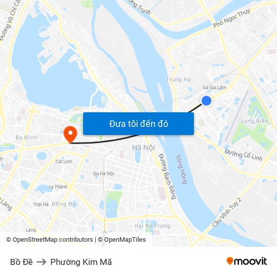 Bồ Đề to Phường Kim Mã map