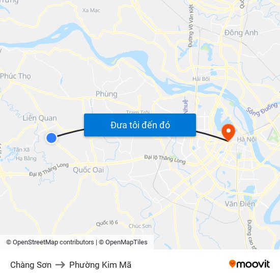 Chàng Sơn to Phường Kim Mã map