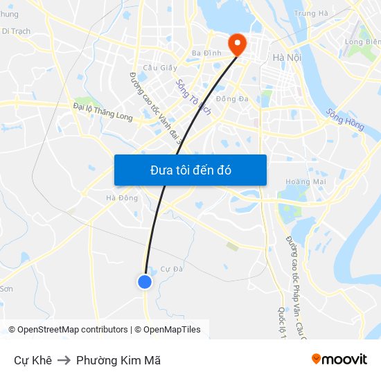 Cự Khê to Phường Kim Mã map