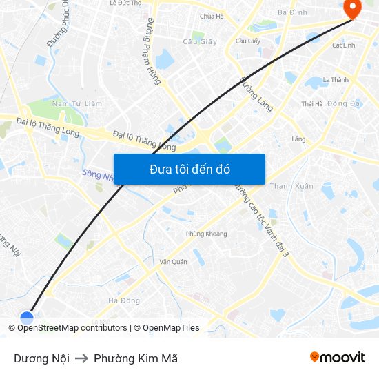 Dương Nội to Phường Kim Mã map