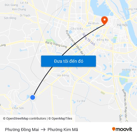 Phường Đồng Mai to Phường Kim Mã map