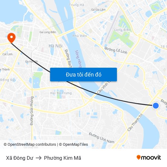 Xã Đông Dư to Phường Kim Mã map