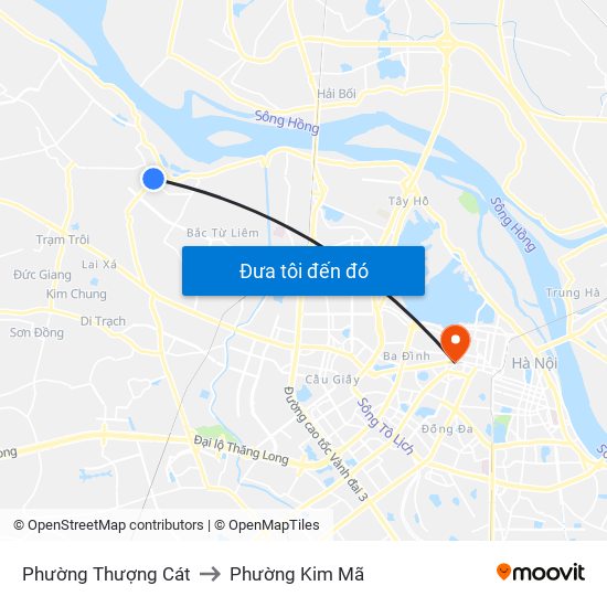 Phường Thượng Cát to Phường Kim Mã map