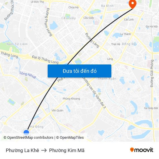 Phường La Khê to Phường Kim Mã map