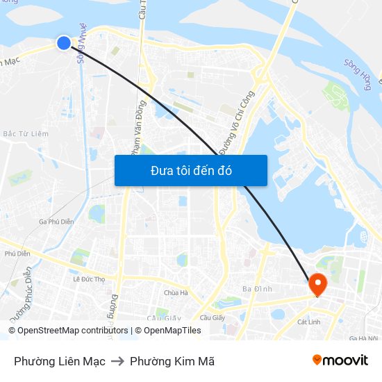 Phường Liên Mạc to Phường Kim Mã map