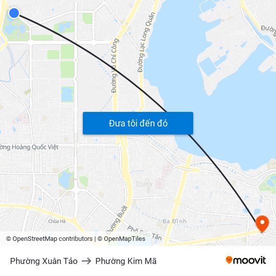 Phường Xuân Tảo to Phường Kim Mã map