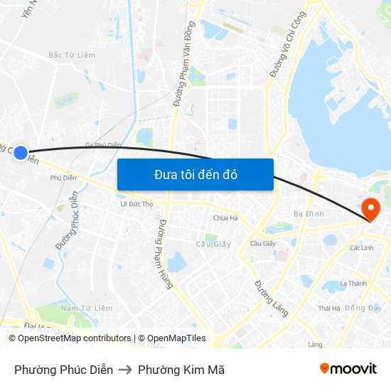 Phường Phúc Diễn to Phường Kim Mã map