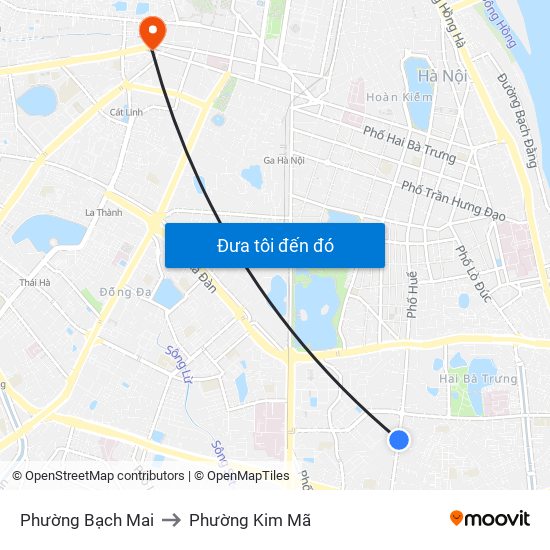 Phường Bạch Mai to Phường Kim Mã map