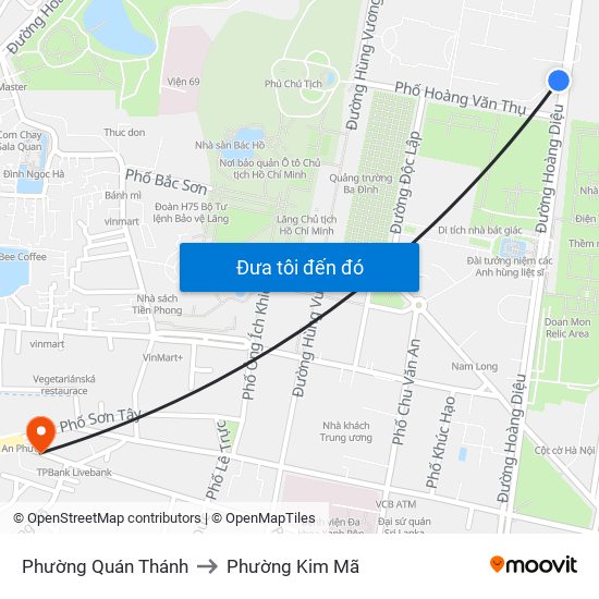 Phường Quán Thánh to Phường Kim Mã map