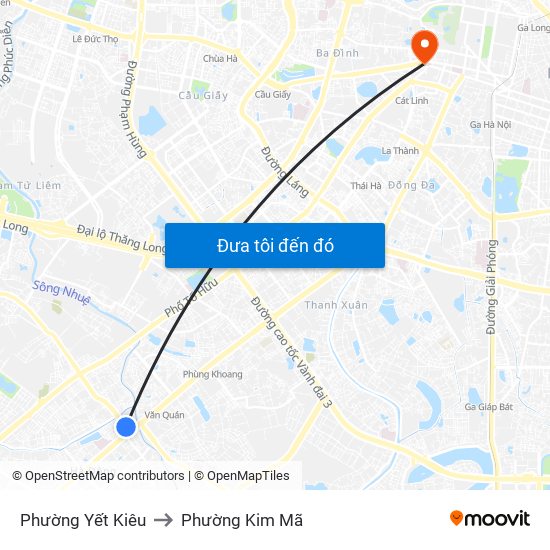 Phường Yết Kiêu to Phường Kim Mã map