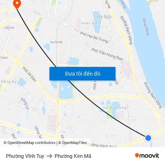 Phường Vĩnh Tuy to Phường Kim Mã map