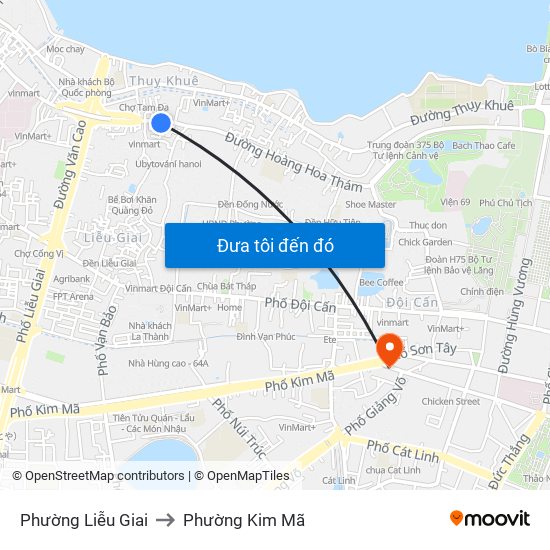 Phường Liễu Giai to Phường Kim Mã map