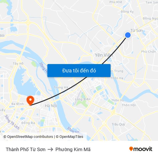 Thành Phố Từ Sơn to Phường Kim Mã map