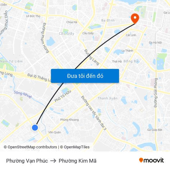 Phường Vạn Phúc to Phường Kim Mã map