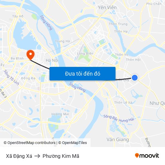 Xã Đặng Xá to Phường Kim Mã map