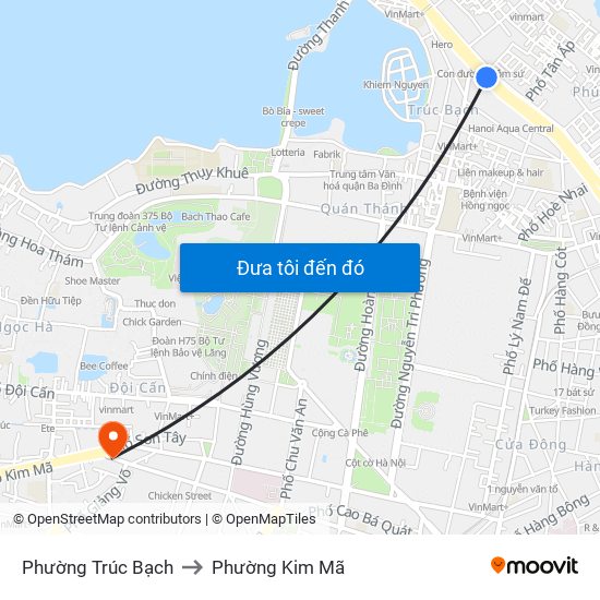 Phường Trúc Bạch to Phường Kim Mã map