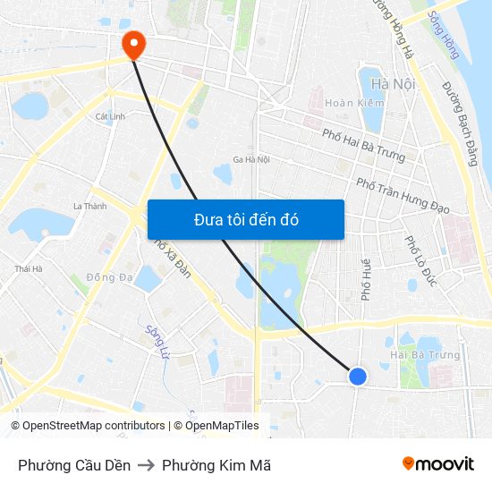 Phường Cầu Dền to Phường Kim Mã map
