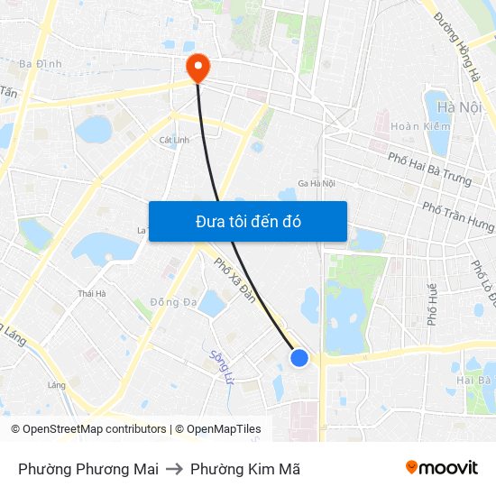 Phường Phương Mai to Phường Kim Mã map