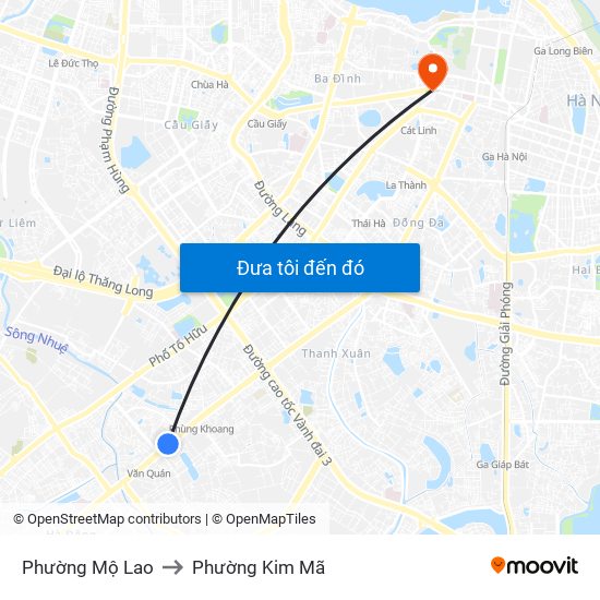 Phường Mộ Lao to Phường Kim Mã map