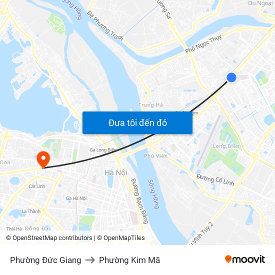 Phường Đức Giang to Phường Kim Mã map