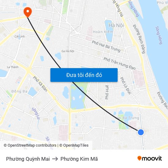 Phường Quỳnh Mai to Phường Kim Mã map