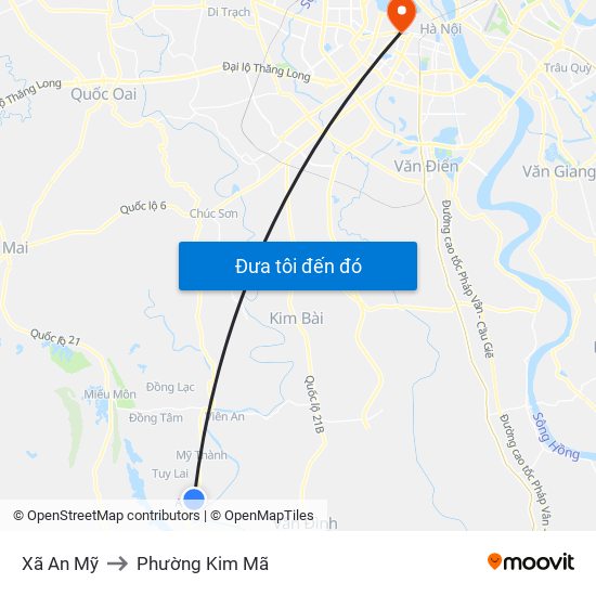 Xã An Mỹ to Phường Kim Mã map