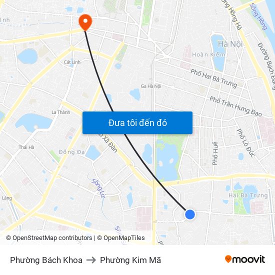 Phường Bách Khoa to Phường Kim Mã map