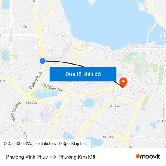 Phường Vĩnh Phúc to Phường Kim Mã map