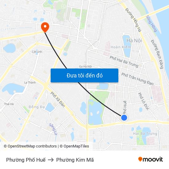 Phường Phố Huế to Phường Kim Mã map