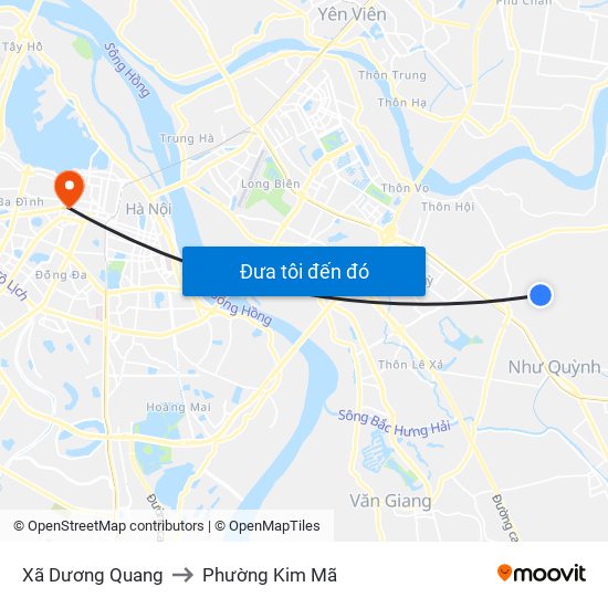 Xã Dương Quang to Phường Kim Mã map