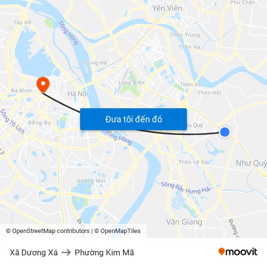 Xã Dương Xá to Phường Kim Mã map