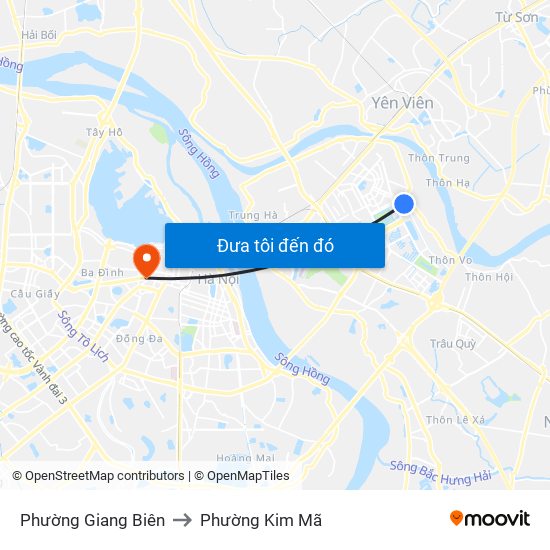 Phường Giang Biên to Phường Kim Mã map