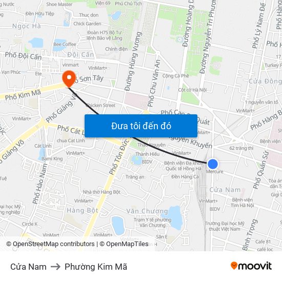 Cửa Nam to Phường Kim Mã map