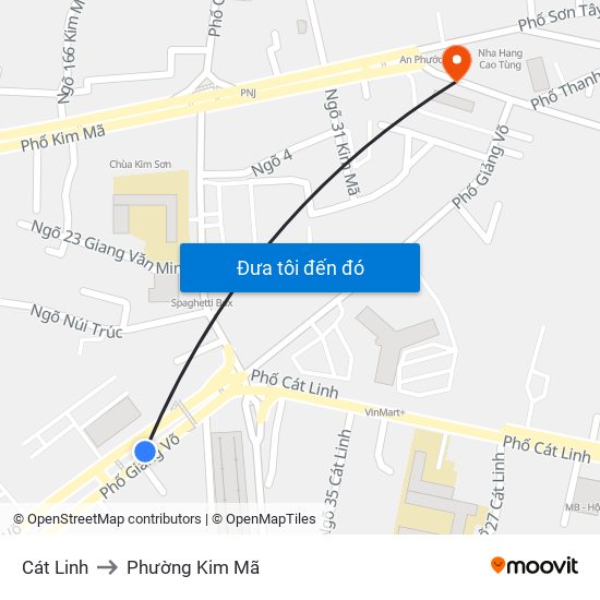 Cát Linh to Phường Kim Mã map