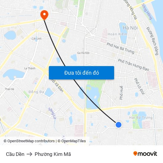 Cầu Dền to Phường Kim Mã map