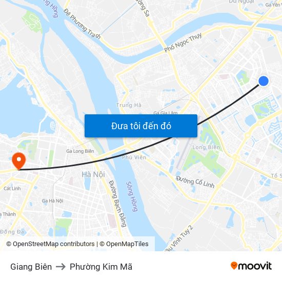 Giang Biên to Phường Kim Mã map