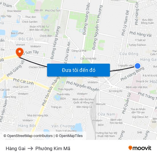 Hàng Gai to Phường Kim Mã map