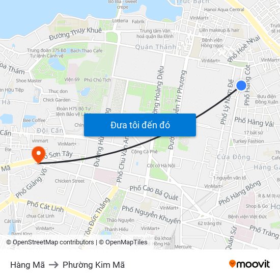 Hàng Mã to Phường Kim Mã map