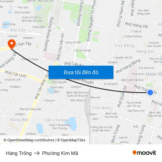 Hàng Trống to Phường Kim Mã map