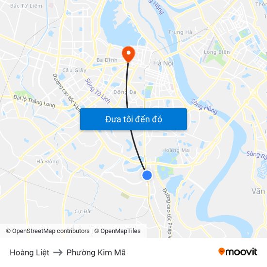 Hoàng Liệt to Phường Kim Mã map