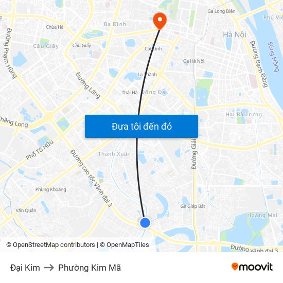 Đại Kim to Phường Kim Mã map