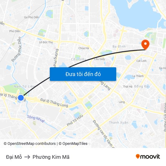 Đại Mỗ to Phường Kim Mã map